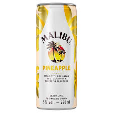 Malibu rum can be used in a lot of popular cocktails like the malibu and cola, malibu sea breeze, malibu gold cup and in many other delicious cocktails. Malibu Rum And Sparkling Pineapple Premix Drink 250 Ml