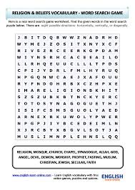 They feature fun puzzles of all types that'll keep you entertained. Religions And Beliefs Vocabulary Word Search Puzzle In English