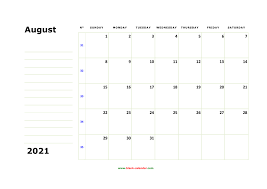 If you haven't done so already, it's time to update last year's custom photo calendar. Free Download Printable August 2021 Calendar Large Box Holidays Listed Space For Notes