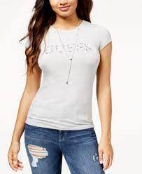Guess Embellished Logo T Shirt Shirts Grey Tshirt Logo Top Outfits