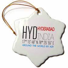 Amazon.com: 3dRose Text HYD Hyderabad, India, Coordinates. Around The World  by air - Ornaments (orn-319812-1) : Home & Kitchen