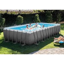 Backyard Above Ground Pool Family Rectangular 24ft X 12ft Ultra Frame Cover Set Intex Rectangular Pool Rectangle Pool Above Ground Swimming Pools