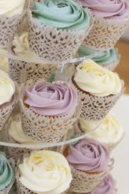 Celadon Sage Lavender Ivory Wedding Cupcakes By Janerosecakes Photos By Tomsimone Lace Cupcake Case Wedding Cupcake Display Lace Cupcakes Wedding Cupcakes