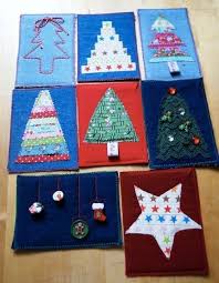 Ideen Fur Weihnachtskarten Zum Nahen Und Basteln Mit Stoff Oder Webband Farbenmix Mit Bildern Basteln Weihnachtskarten Karten