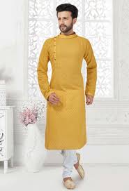 Yellow Cotton Chicken Festival And Wedding Kurta Pajama In 2020 Mens Kurta Designs Boys Kurta Design Kurta Designs