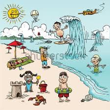 48 sunny clipart vector / images. A Vector Cartoon Beach Scene With People In Different Activities Beach Cartoon Cartoon People Beach Scenes