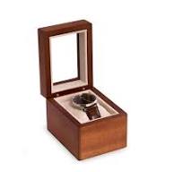 BEY-BERK Cherry Wood Single Watch Box with Glass Top, Velour Lining and  Pillow BB687BRW