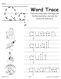 Letter q photos for download. Letter Q Words Alphabet Tracing Worksheet Supplyme