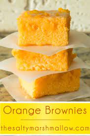 Orange Brownies The Salty Marshmallow Recipe Brownie Recipes Desserts Orange Brownies
