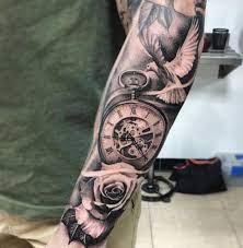 11 Tattoo Rose Clock Dove Rose Tattoos Rose Tattoos For Men Clock Tattoo Sleeve