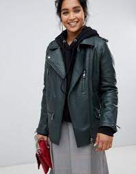 Urbancode Longline Biker Jacket In Textured Faux Leather Biker Jacket Leather Jackets Women Urbancode