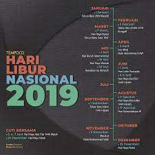 Kalendar cuti malaysia 2020 setakat ini adalah muktamad bagai manapun masih tertakhluk kepada perubahan dai masa ke semasa. Kalender Lengkap Hari Libur Nasional Dan Cuti Bersama 2019 Grafis Tempo Co