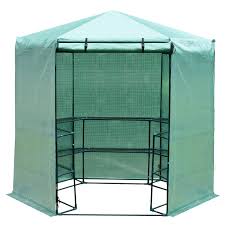 Each of them provides 15% greenhouse. Outsunny 6 5 X 7 5 3 Tier 10 Shelf Outdoor Portable Walk In Hexagonal Greenhouse Kit Walmart Com Walmart Com