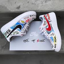 Black Air Forces With White Writing One Of None What S Your Thoughts About Them Hoodf Custom Nike Shoes Outfit Shoes Sneakers