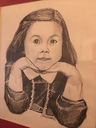vintage pencil drawing of young girl signed John Coombes framed