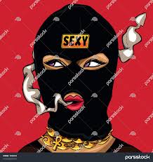 کارتون تصویرسازی دختر سکسی دختری سکسی با ماسک اسکی و علامت گردنبند طلا  ملانین 1633723