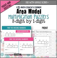 4.nbt.5 area model multiplication worksheet (2 digit x 2 digit). Area Model Puzzlers 3 Digit By 1 Digit Print And Digital Math Coach S Corner