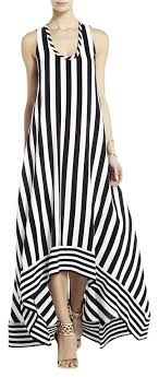 Bcbgmaxazria Black White Gia Silk High Low Long Casual Maxi Dress Size 4 S 50 Off Retail Striped Dress Stripped Dress Fashion Dresses