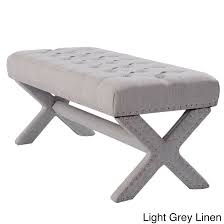 Antique upholstered benches,best upholstered benches,unique upholstered benches,upholstered benches,upholstered benches ideas, resolution: Hollywood Regency Ottomans Footstools Poufs Linen Upholstered Tufted Bench Ottoman Wood Modern Nailhead Trim X Legs Home Garden