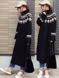 miho ニコ haco のワンピースを使ったコーディネート wear ファッション ファッションアイデア ニットワンピース ロング