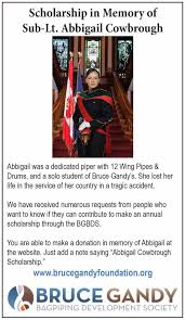 Maybe you would like to learn more about one of these? Piping Scholarship Fund Launched In Memory Of Abbigail Cowbrough Pipes Drums