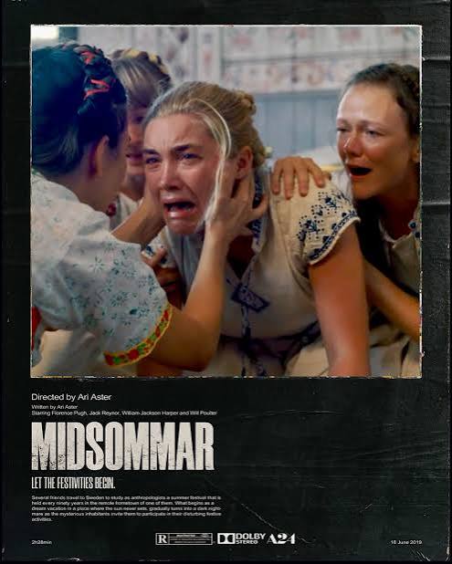 Midsommar- 2019 Okay, so I am rewatching this for the first time since it  came out and COMPLETELY forgot how DARK it is! I know many do not like it,  but I