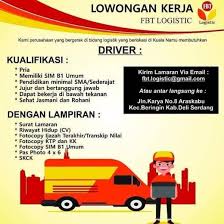 Sopir trailer, tronton dengan kriteria: Lowongan Driver Deli Serdang Atmago