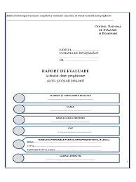 Modele de subiecte evaluare nationala. Model Raport Evaluare Pregatitoare 2016 2017