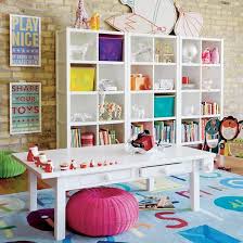 Basement Playroom Brick With White Furniture And Color Accents The Land Of Nod Kids Seating Kids Outdoor Pi Ikea Kids Playroom Kid Room Decor Ikea Kids