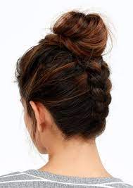 Reverse Braided Bun Hair Styles Medium Hair Styles Bun Hairstyles