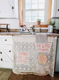 rustic feed sack kitchen sink curtain