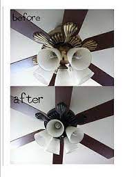 Even if you already have an air conditioner a ceiling fan can be a great way to both provide a cooling effect in the ceiling fan makeover mom house ideas decoratorist 154362. Spray Painted Ceiling Fan Completed Awesome Idea Not A Big Fan Of Gold And Thats What Ive Got In My House Ceiling Fan Painted Ceiling Brass Ceiling Fan