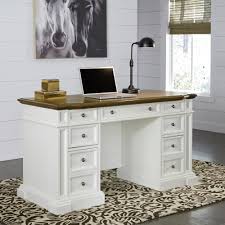 Homestyles 56 In Rectangular White 7 Drawer Executive Desk With Keyboard Tray 5002 18 The Home Depot Pedestal Desk Home Office Furniture Home Desk