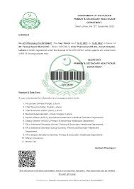 GOVERNMENT OF THE PUNJAB PRIMARY & SECONDARY HEALTHCARE DEPARTMENT Dated  Lahore, the 13th, September 2022 O R D E R No.SO (P