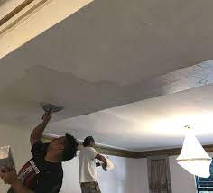Dip your drywall knife into the plaster. Popcorn Ceiling Plastering Nyc Paintworks Decorating