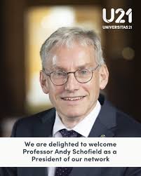 We're delighted to welcome Professor Andy Schofield as a new President of  the U21 network, following his appointment as the next Principal and  Vice-Chancellor of the @uofglasgow today. A distinguished theoretical  physicist,