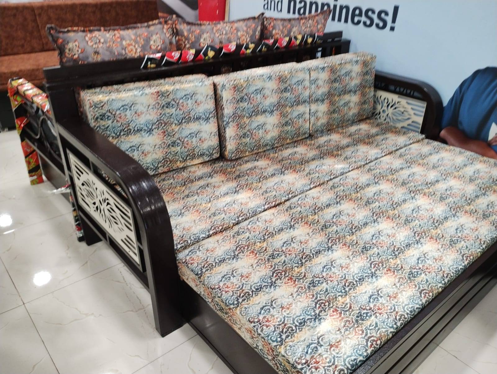 Premium Metal Sofa Cum Bed with Printed Cushion Mattress product image