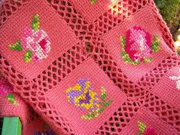 The photo appears they are tube like. Reserved For Missmarpletoo Vintage Afghan Blanket Pink Coral Etsy Kanavice Tig Desenleri Orgu