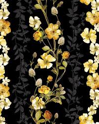 Natural Beauty Wild Rose Garlands Black Gold Flower Wallpaper Paper Background Texture Nature Motifs
