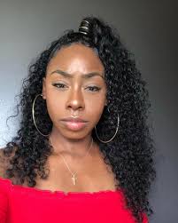 Curly Half Up Half Down Sew In Curly Hair Half Up Half Down Half Up Hair Curly Hair Styles