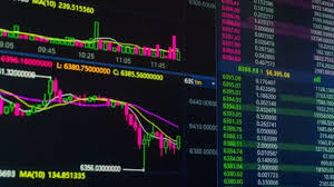 Bitcoin Cryptocurrency Price Chart Going Up And Down On Digital Market Exchange