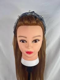 Hand Dyed Tie Dye Headband With Knot and Beads, Silver