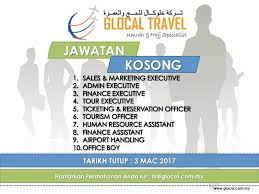 Pelbagai kerja kosong swasta, part time, freelance, full time & internship 2020/2021 terkini. Jawatan Glocal Travel Tours Sdn Bhd 1011269 X ÙÙŠØ³Ø¨ÙˆÙƒ