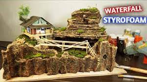 How To Make Amazing Waterfall At Home With Styrofoam Realistic Miniature Landscaping Youtube
