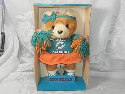 Miami Dolphins Cheerleader Plush Teddy Fan Bear Stuffed Animal 1998 Nfl Dolphins Cheerleaders Miami Dolphins Cheerleaders Dolphins