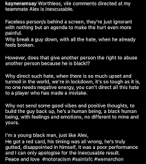 Yet another nurse vaccine victim (33) year old. Luke On Twitter Absolutely First Class From Kayne Ramsay Brilliant Strong Message Saintsfc