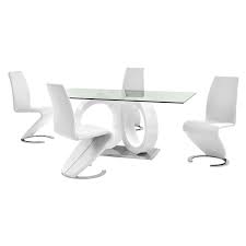 This exquisite dining table paired with a set of modern acrylic dining chairs would add style and substance to your homes decor. Stop 36 White 5 Piece Dining Set El Dorado Furniture