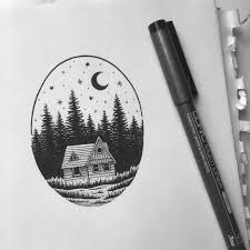 Black And White Woods Tattoo Instagram Photo By Peta Apr 8 2016 At 3 16am Utc Wood Tattoo Cabin Tattoo Home Tattoo