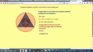 Per il raggio della circonferenza circoscritta si adopera il teorema del seno: Triangolo Equilatero Inscitto E Circoscritto Youtube
