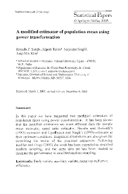 PDF) A modified estimator of population mean using power transformation